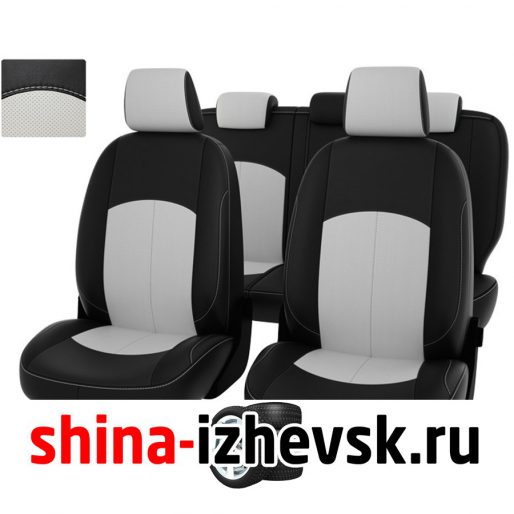 Чехлы модельные PSV Ford Focus II 2005-2011 г. — (Ghia, Titanium) черно-белая экокожа "Оригинал" 125423 в Ижевске